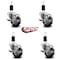 Service Caster 3'' Black Poly Swivel 1-3/8'' Expanding Stem Caster Set with Brake, 4PK SCC-EX20S314-PPUB-BLK-TLB-138-4 - alternate 4